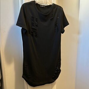 Distressed Black swim coverup